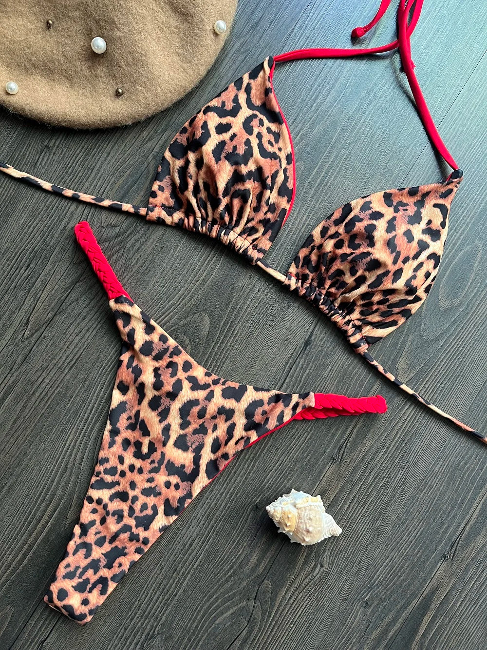 ZebraGlow β High Waist Brazilian Thong Bikini Set