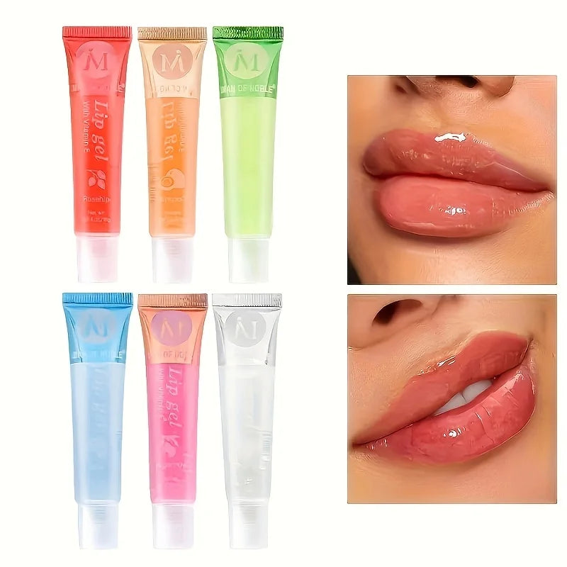 6-Piece Lip Oil Gloss Set – Moisturizing & Plumping with Natural Flavors