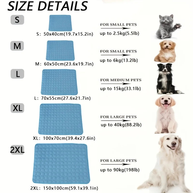 Summer Dog Cooling Mat – Extra Large Cold Bed for Dogs & Cats