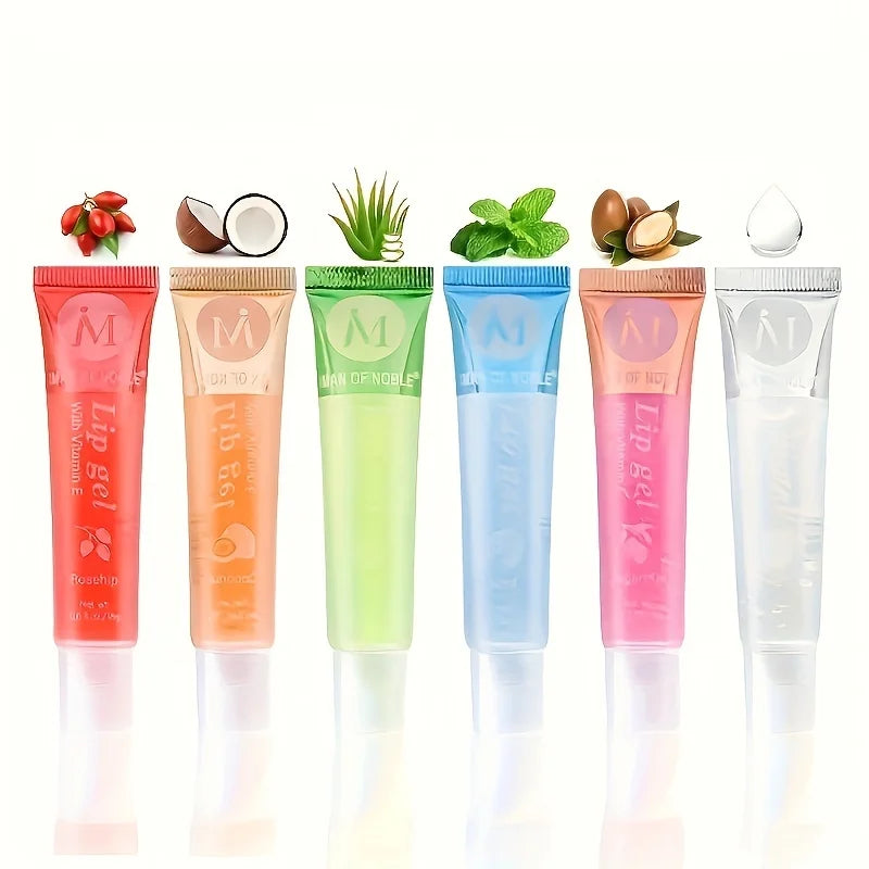 6-Piece Lip Oil Gloss Set – Moisturizing & Plumping with Natural Flavors