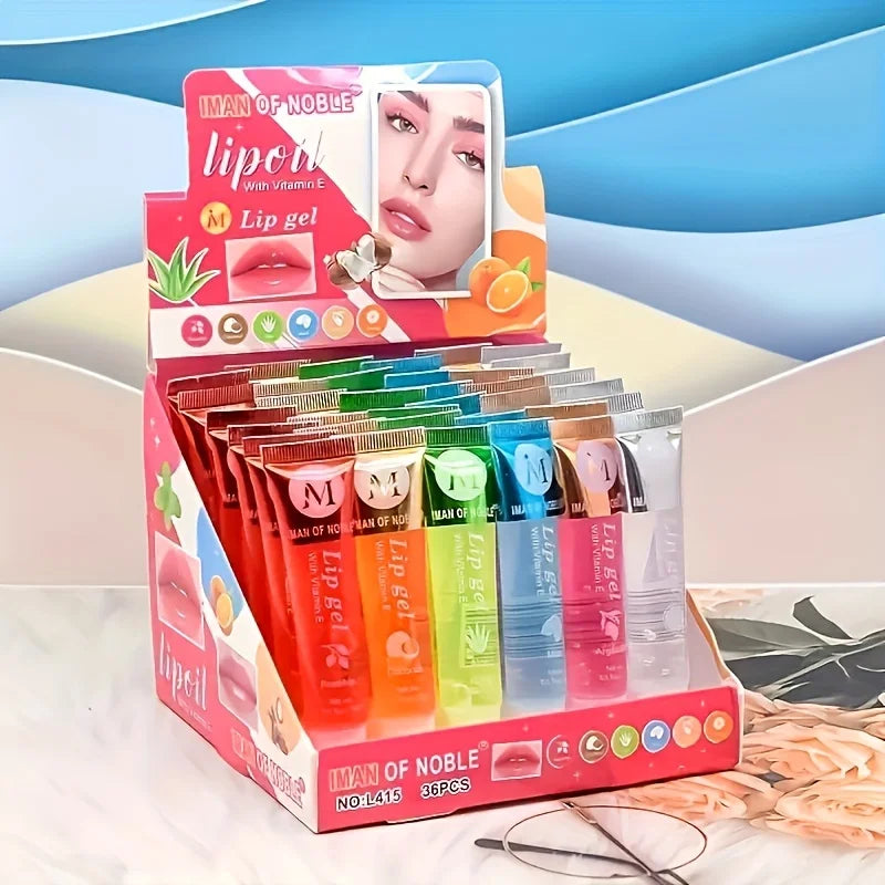 6-Piece Lip Oil Gloss Set – Moisturizing & Plumping with Natural Flavors
