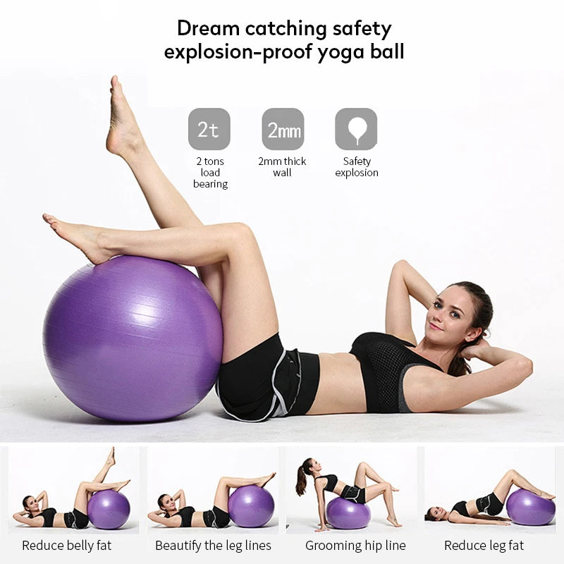 Anti-Burst Yoga Ball – PVC Balance & Exercise Ball (45–85cm)