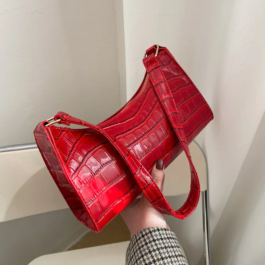 Alligator Pattern PU Leather Underarm Bag – Chic & Compact