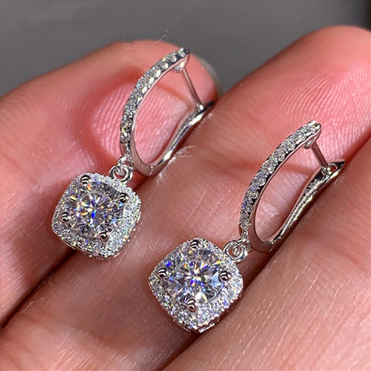 Huitan Square Drop Earrings – Elegant Bridal Dangle Jewelry