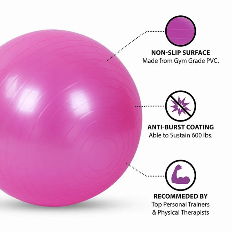 Anti-Burst Yoga Ball – PVC Balance & Exercise Ball (45–85cm)