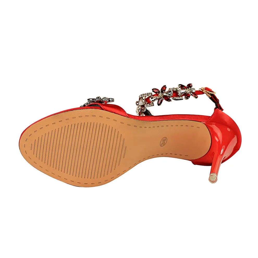 SilkGlam 2025 – Women's Crystal High Heel Sandals