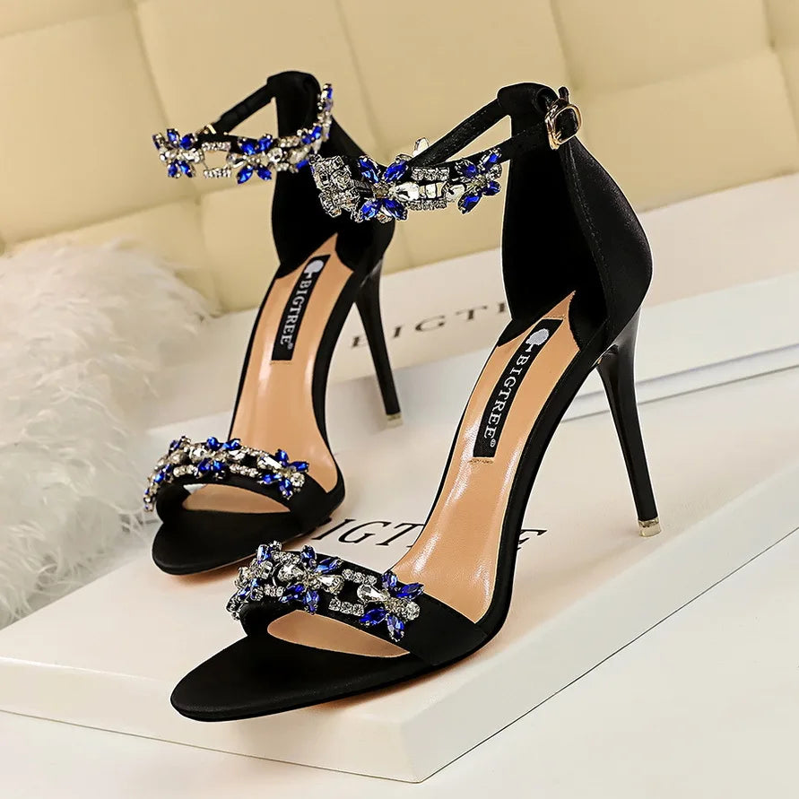 SilkGlam 2025 – Women's Crystal High Heel Sandals