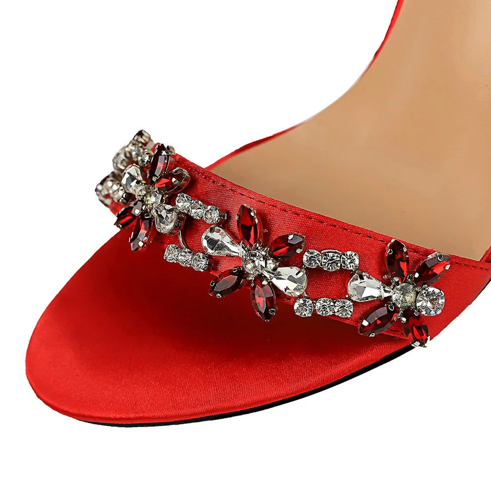 SilkGlam 2025 – Women's Crystal High Heel Sandals