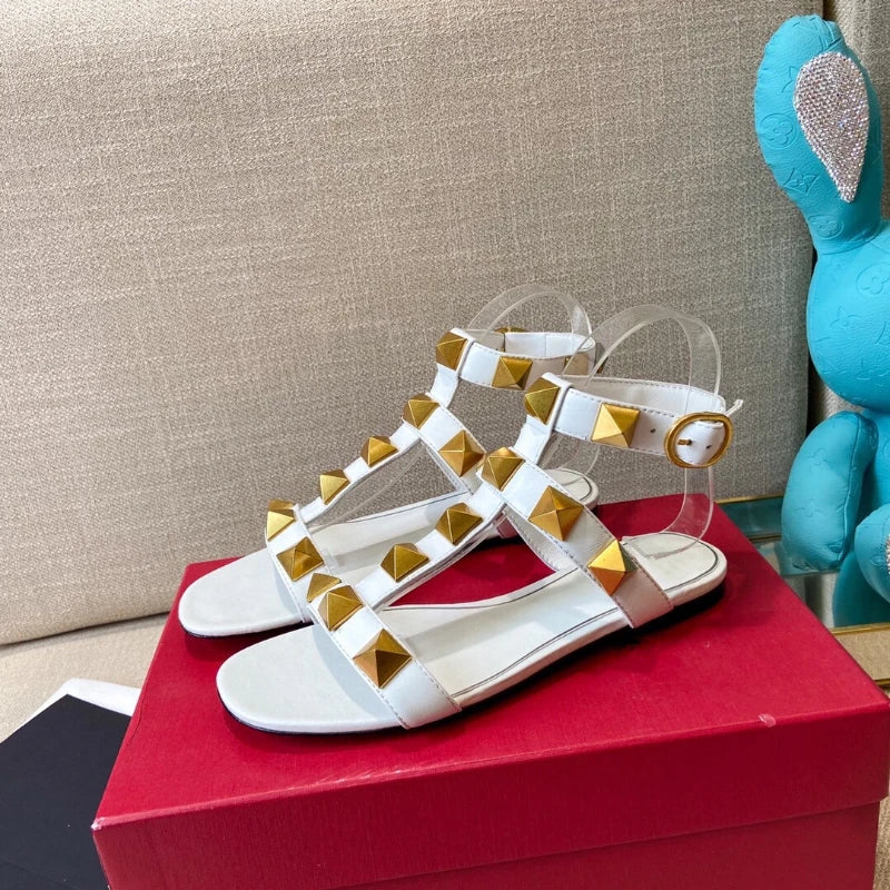 RomaChic 2025 – Summer Rivet Flat Sandals