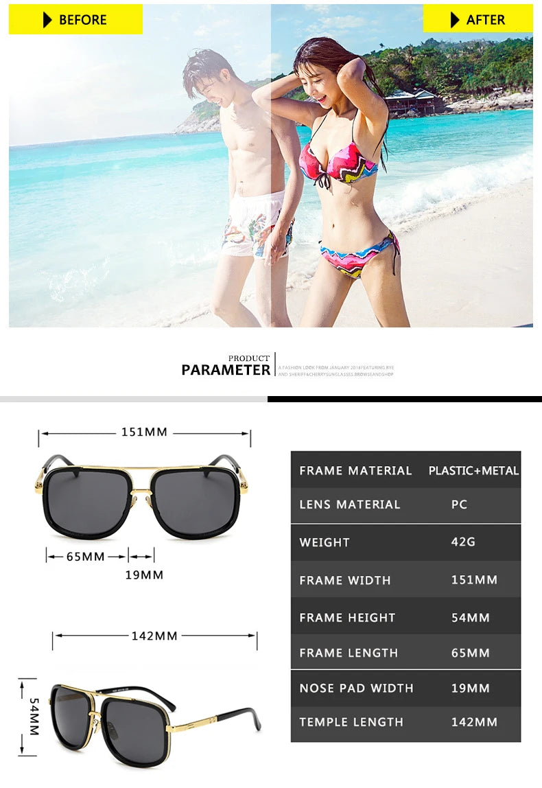 RetroEdge – Vintage Square Big Frame Sunglasses
