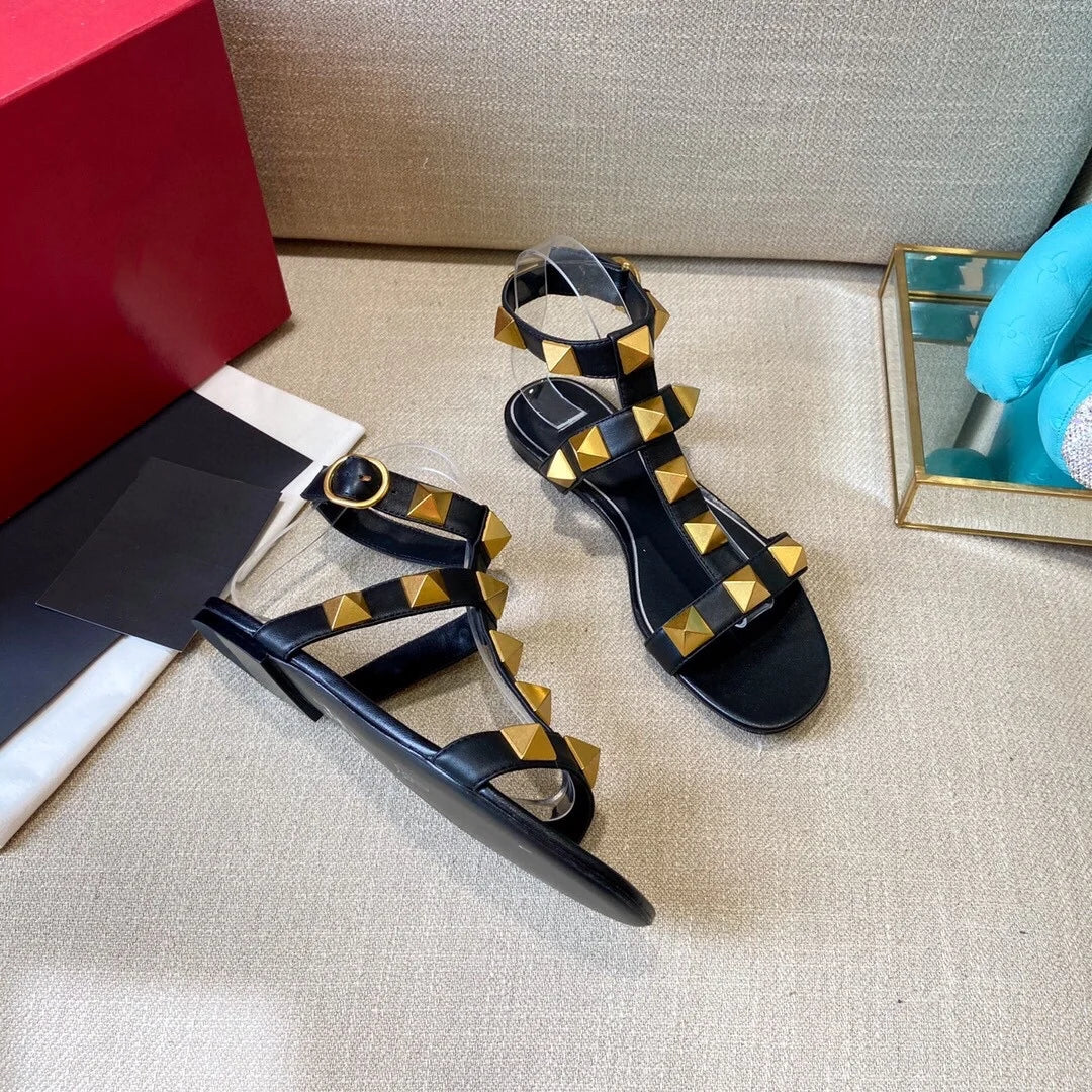 RomaChic 2025 – Summer Rivet Flat Sandals