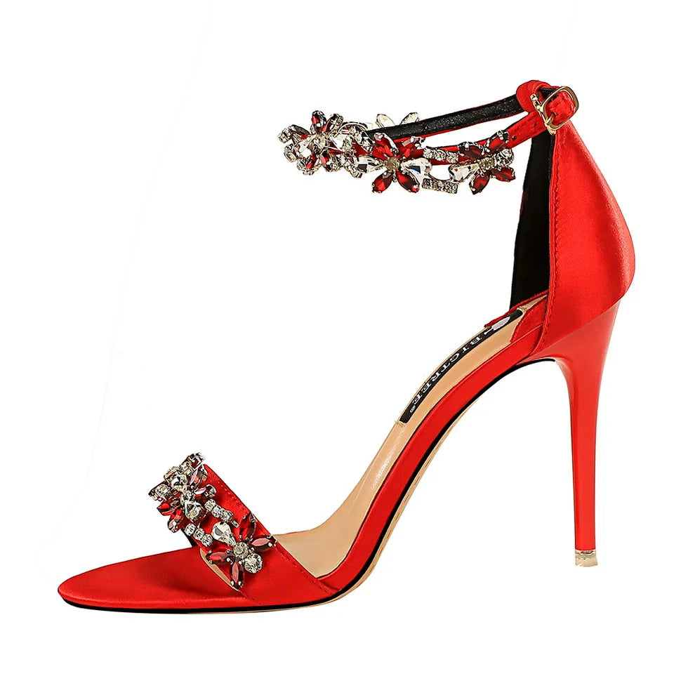 SilkGlam 2025 – Women's Crystal High Heel Sandals