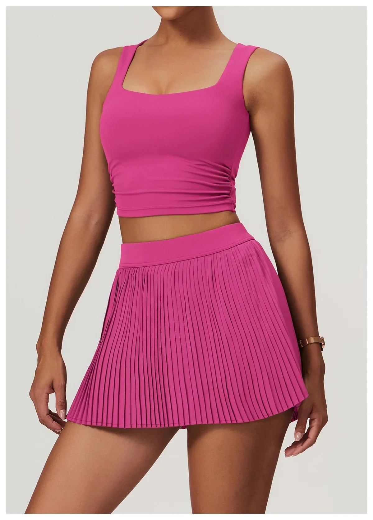 Women's 2-Piece Yoga Tennis Skirt Set – Slimming & Sun-Protective Fitness Outfit