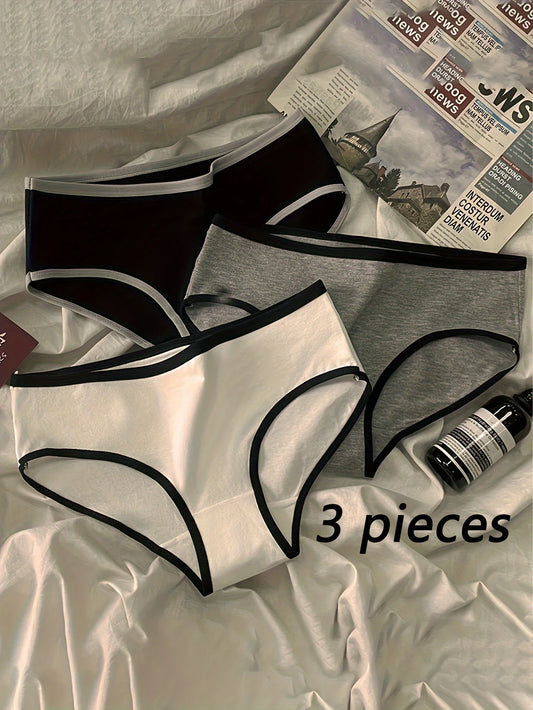 3-Piece Cotton Minimalist Underwear Set – Mid Waist Japanese-Inspired Triangle Bras for Women