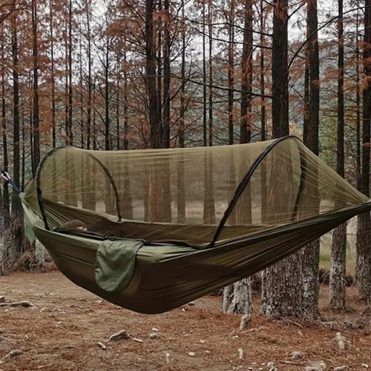 Outdoor Camping Hammock with Mosquito Net – Lightweight Parachute Fabric, 250×120cm