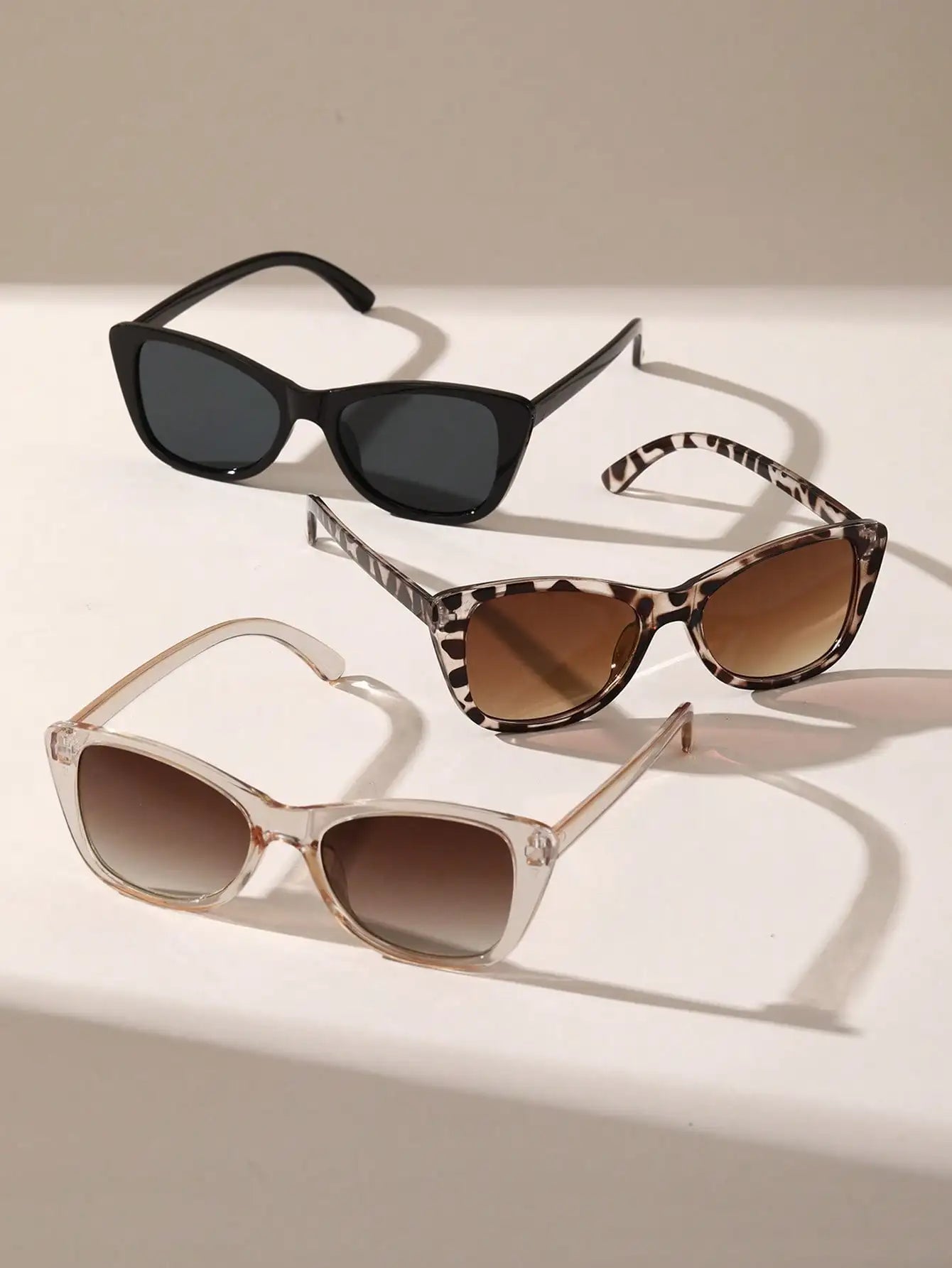 3-Piece Unisex Cat-Eye Sunglasses Set – Fashion Shades for Street Style & Travel