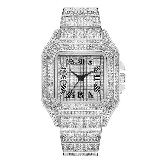 2025 Luxury Diamond Bracelet Watch – Unisex Gold Rhinestone Wristwatch