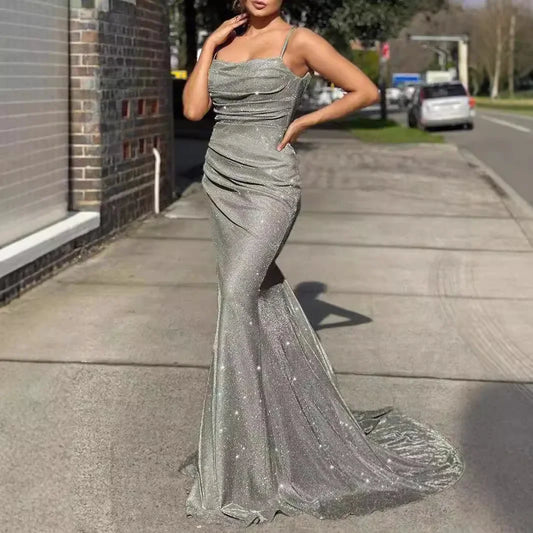 SatinSculpt – Spaghetti Strap Corset Evening Dress