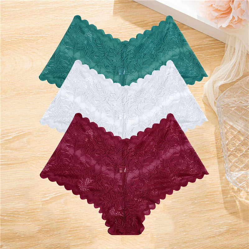 LaceBliss – 3PCS Women's Floral Lace Boyshort Panties Set
