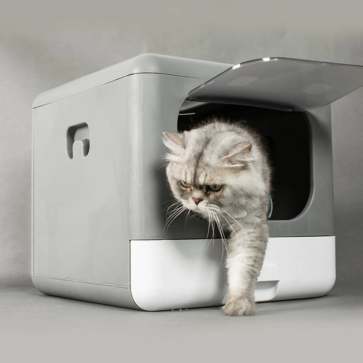 Enclosed Foldable Cat Litter Box – Large, Spill-Proof Plastic Cat Toilet