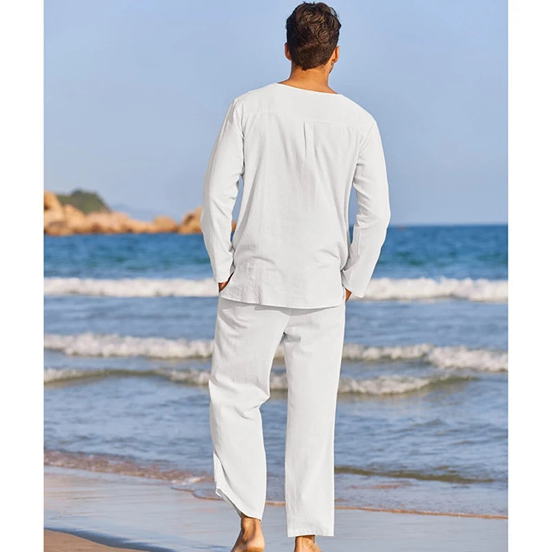 LinoSet – Men's 2-Piece Cotton Linen Loungewear