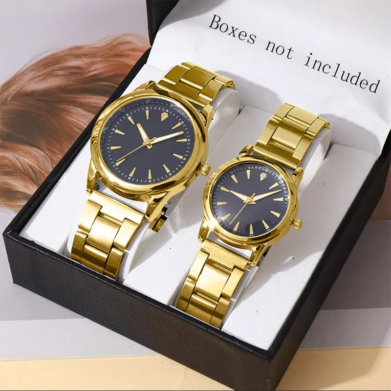 2PCS Couple’s Analog Quartz Watch Set – Men’s Business & Women’s Fashion Watches