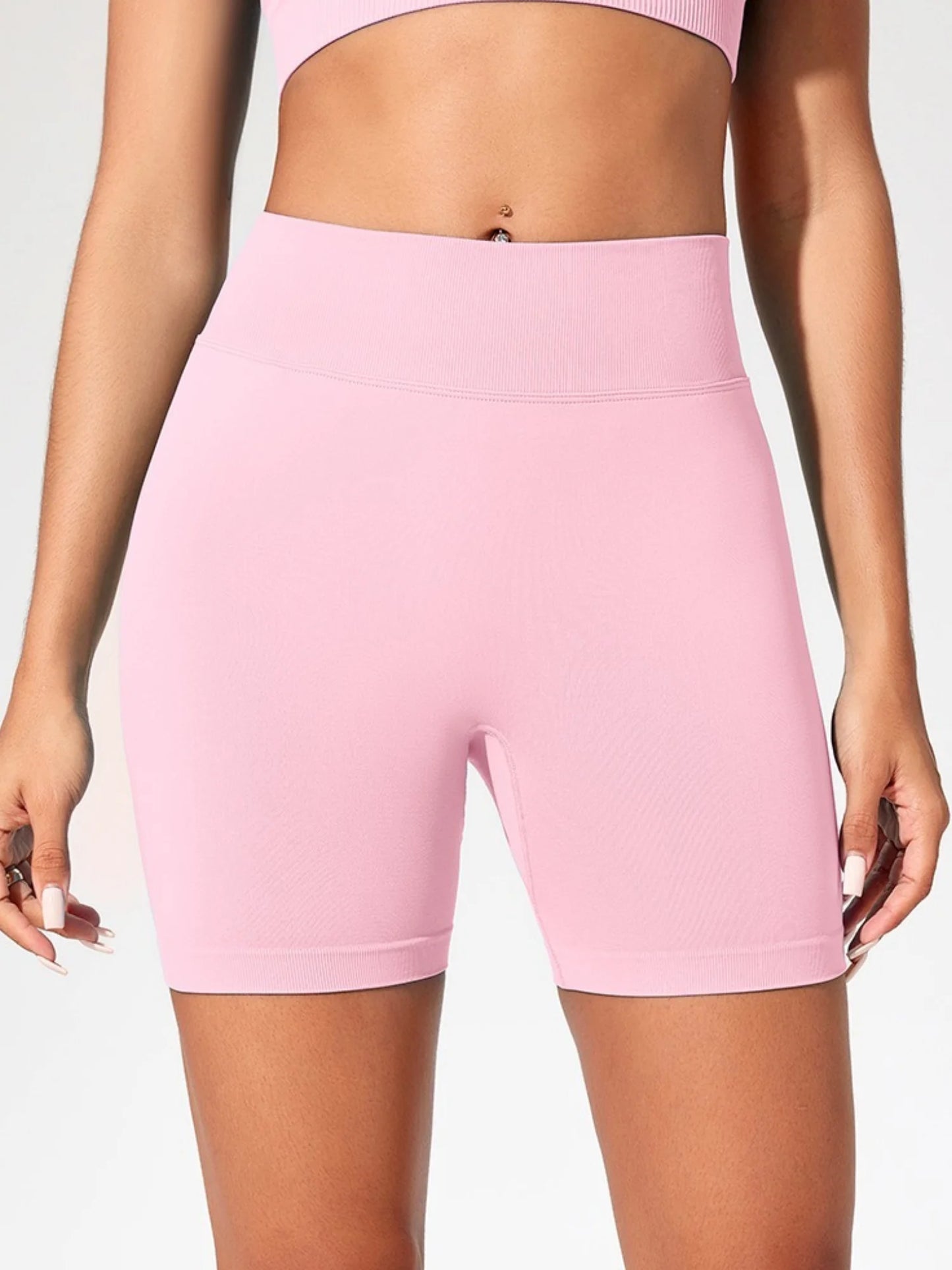 SculptFit Summer High Waist Yoga Shorts – Solid Color, Stylish & Supportive Fitness Bottoms