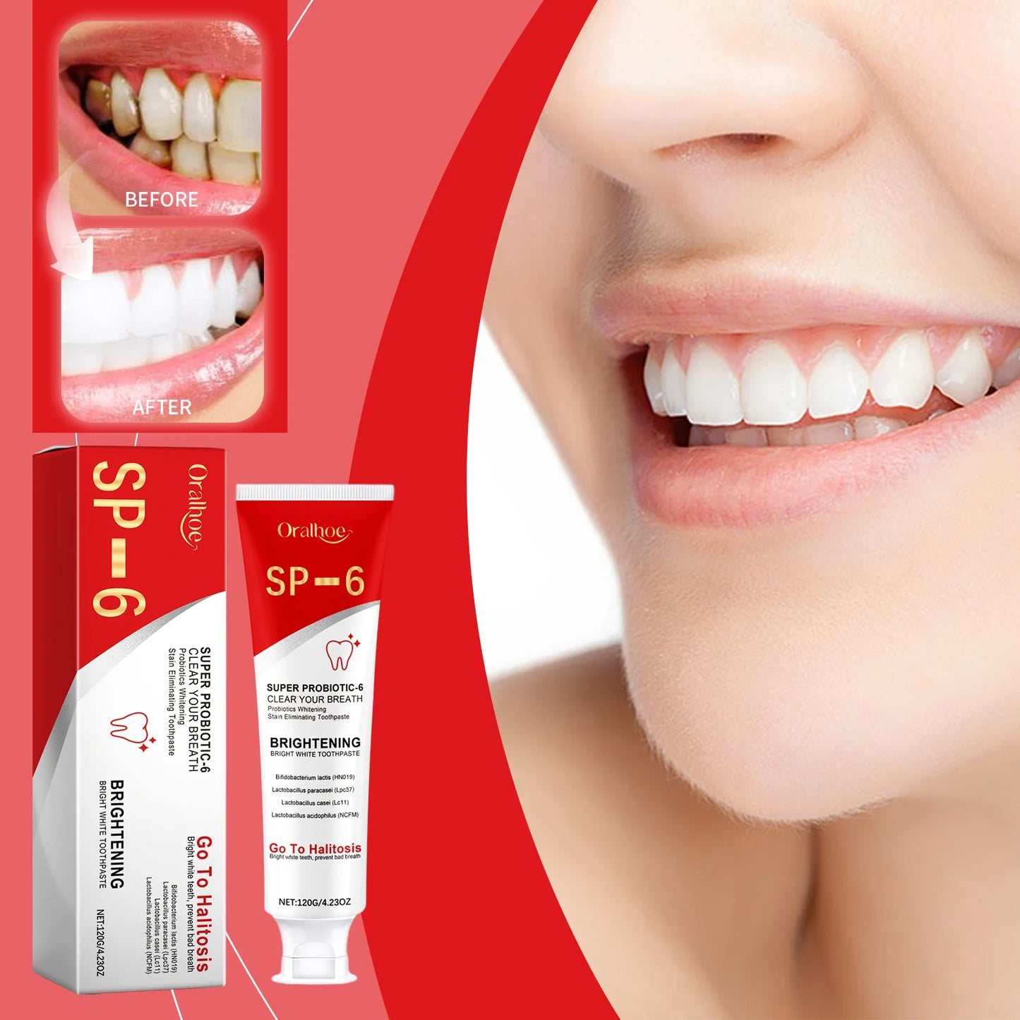 Whitening Toothpaste – Probiotic Stain Removal & Fresh Breath (1–5pcs)