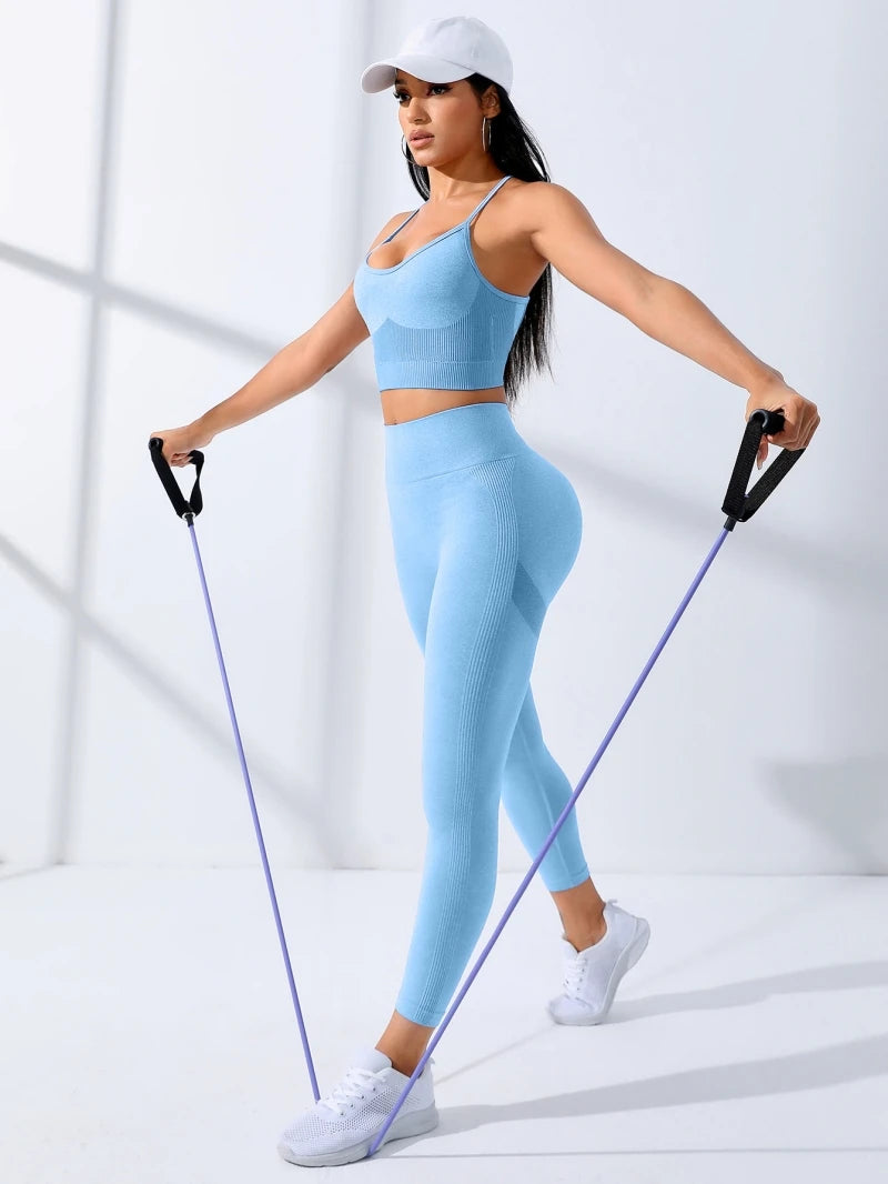 2-Piece Seamless Yoga Set – Stretch Sports Bra & Leggings for Women