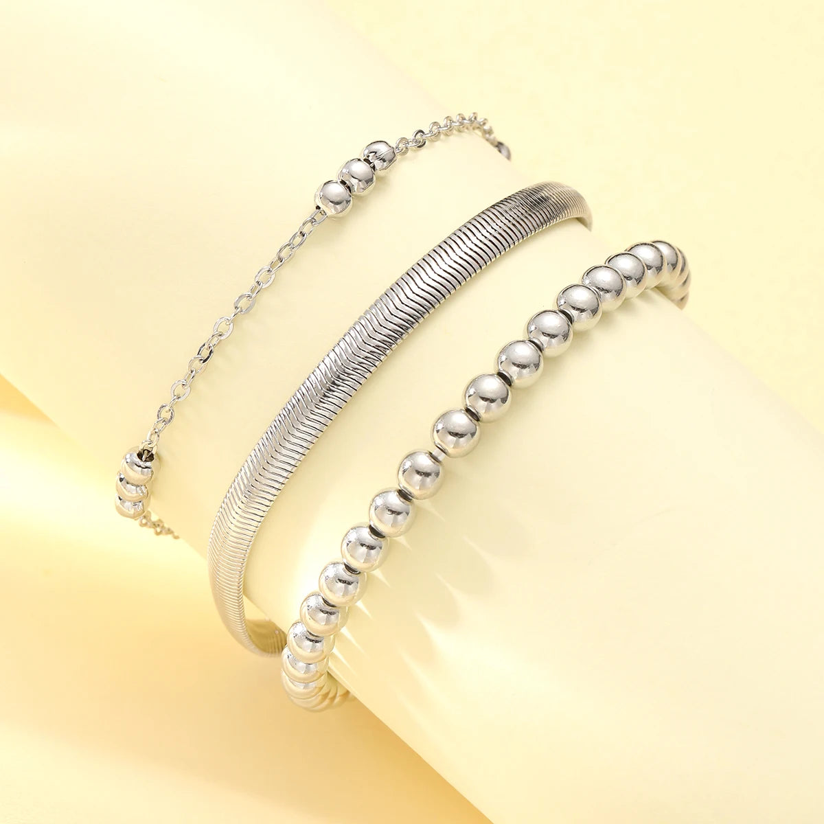 Boho Summer Anklet Set – Silver Charm Chain with Pearls, Butterflies & Stars