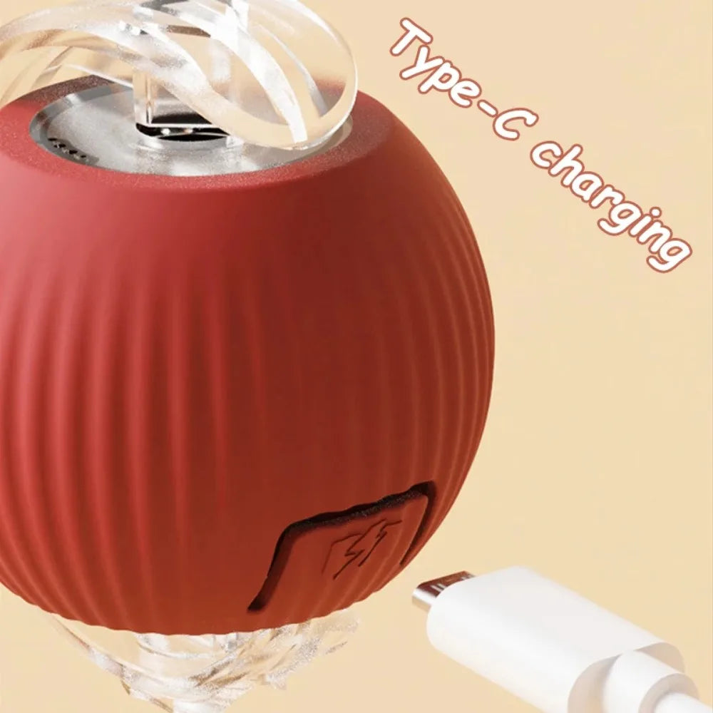 Interactive Smart Rolling Ball Toy – Rechargeable Electric Cat Toy with Faux Tail