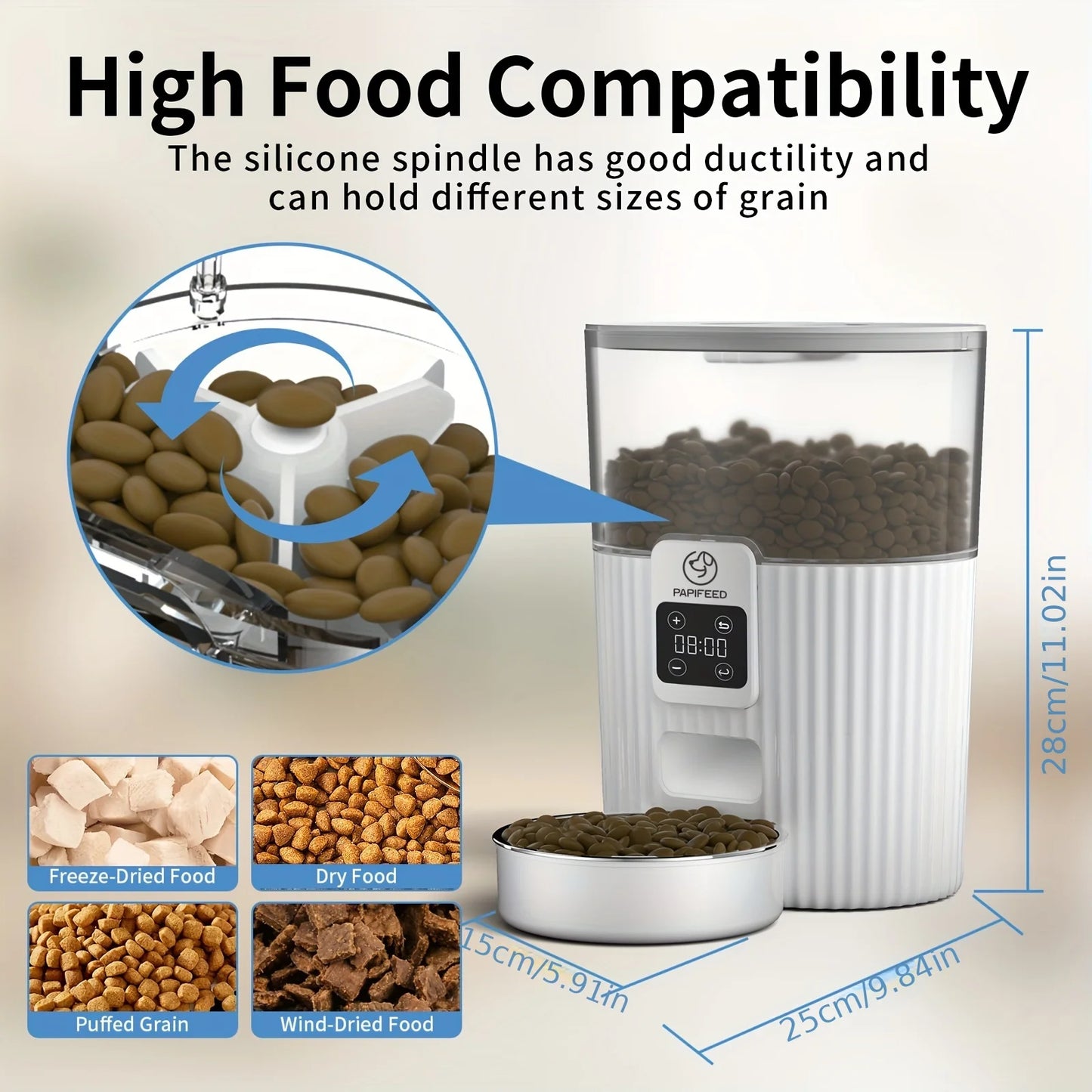 PAPIFEED Smart WiFi Automatic Pet Feeder – Remote-Controlled Cat & Dog Food Dispenser