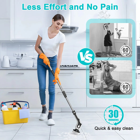 11-in-1 Electric Spin Scrubber – Cordless Cleaning Brush with 9 Replaceable Heads for Bathroom, Tub, Glass & Car