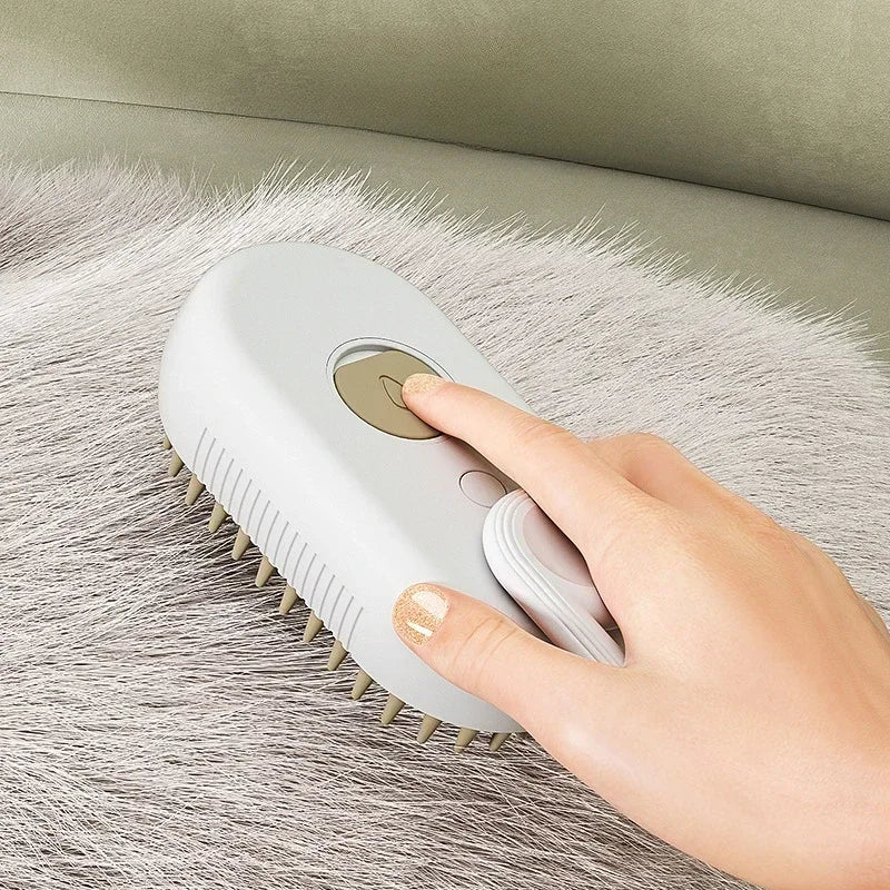 3-in-1 Pet Spray Massage Brush – Steam, Hair Removal & Rotating Comb for Cats & Dogs