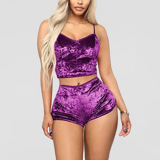 Velvess – Velvet V-Neck Cami Pajama Set