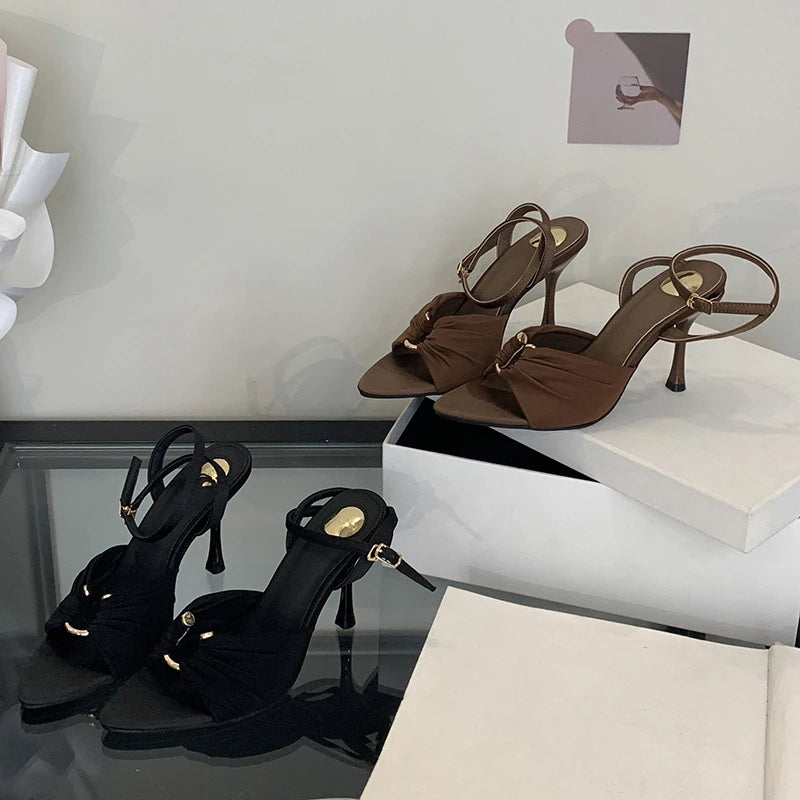 Aneikeh Luxe 2025 – Pleated Strap Pointed Toe Mules