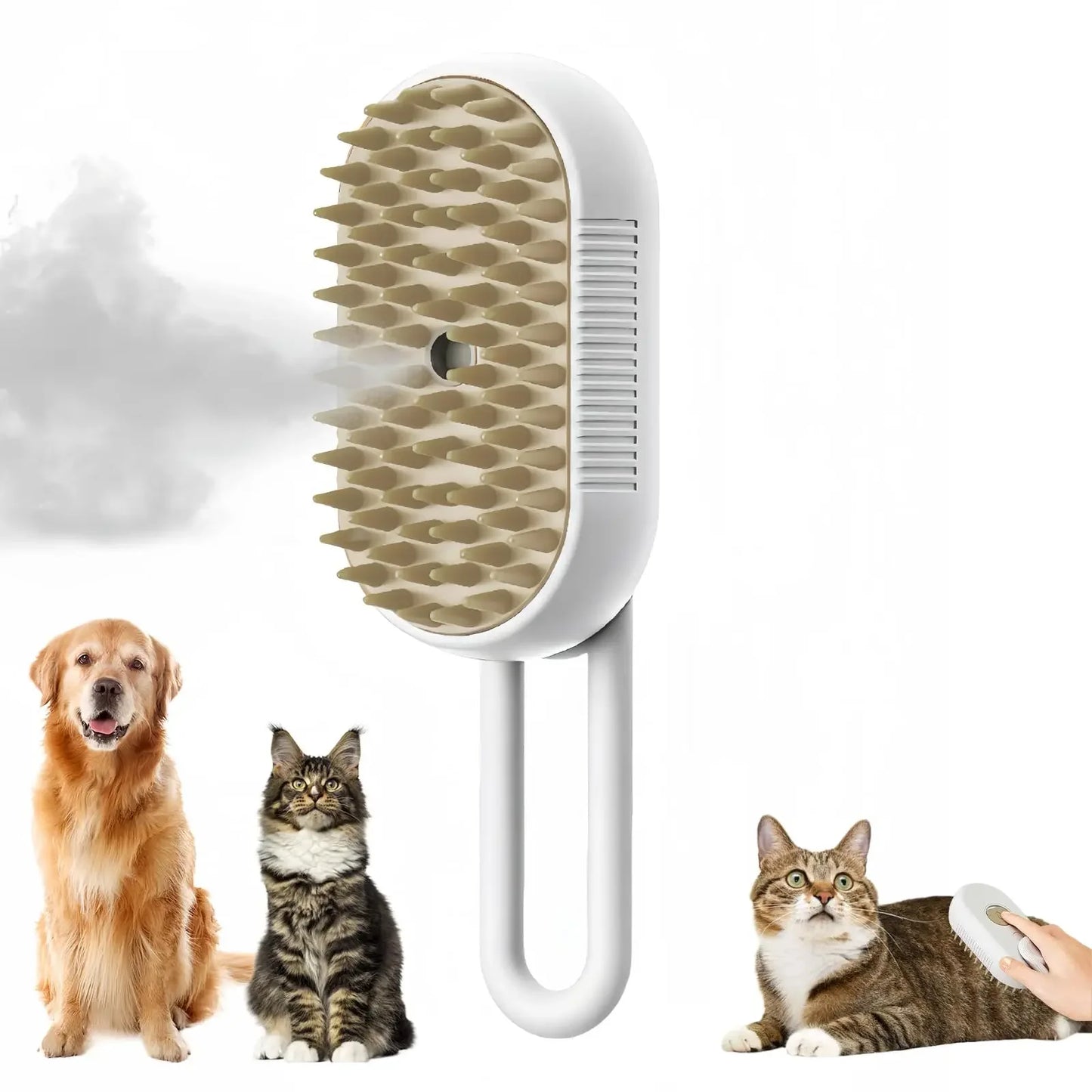 3-in-1 Pet Spray Massage Brush – Steam, Hair Removal & Rotating Comb for Cats & Dogs