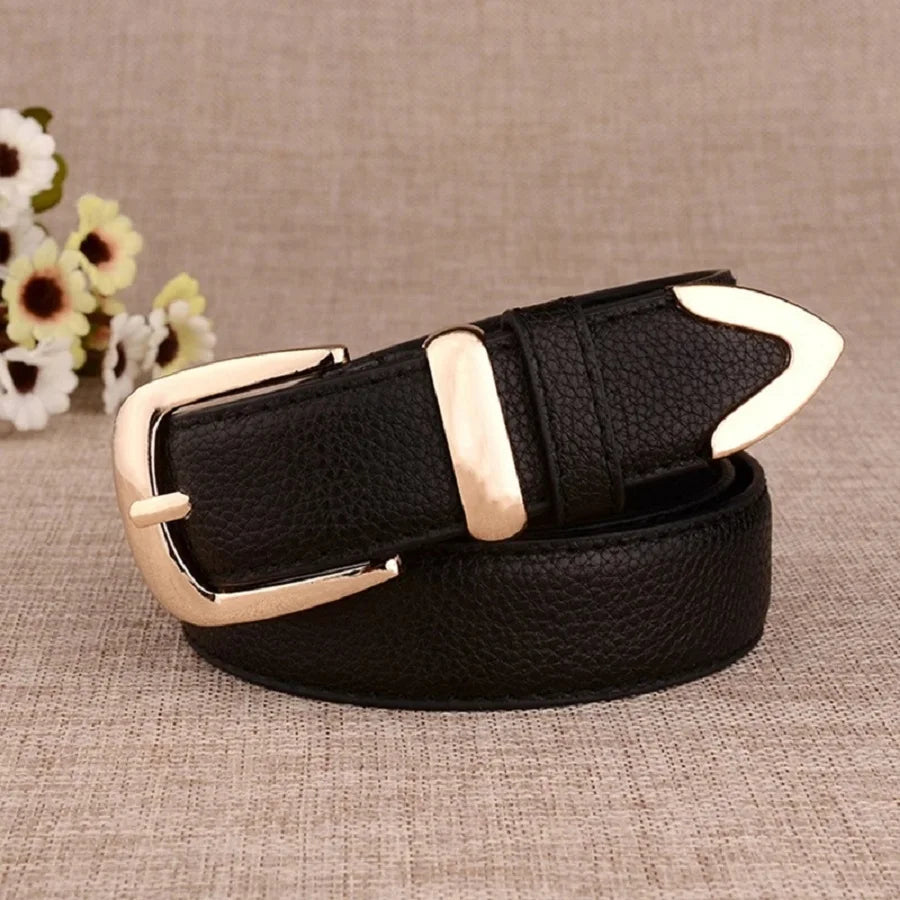Vintage White Leather Trouser Belt – Classic Pin Buckle for Women
