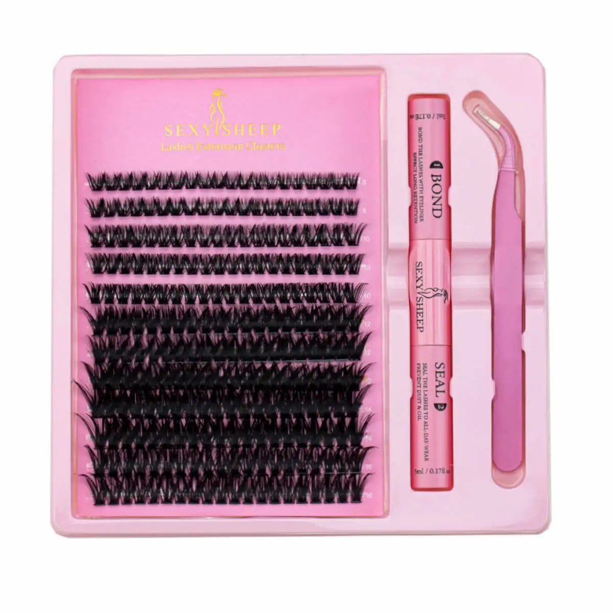 DIY Eyelash Extension Kit – Cluster Lashes with Bond, Seal & Applicator