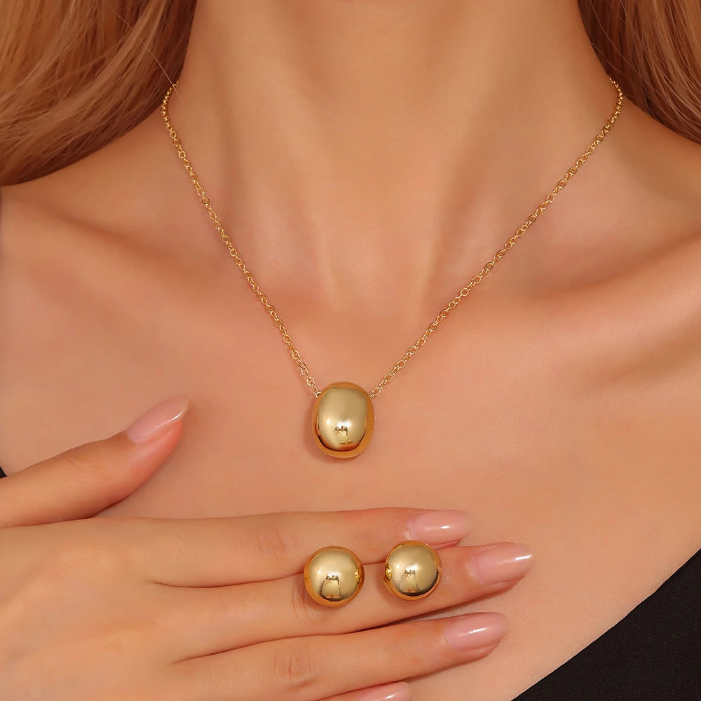 3-Piece Double Heart Jewelry Set – Rhinestone Necklace & Earrings for Women