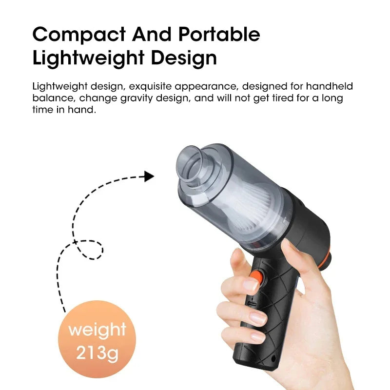 6000Pa Cordless Car Vacuum – 3-in-1 Handheld Cleaner with Blower & Suction