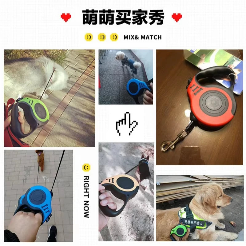 3M/5M Retractable Dog Leash – Durable Nylon Lead for Small to Large Dogs & Cats