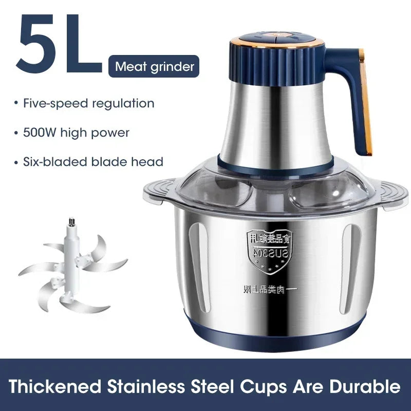 Electric Meat Grinder – 304 Stainless Steel Multifunction Food Chopper & Mincer