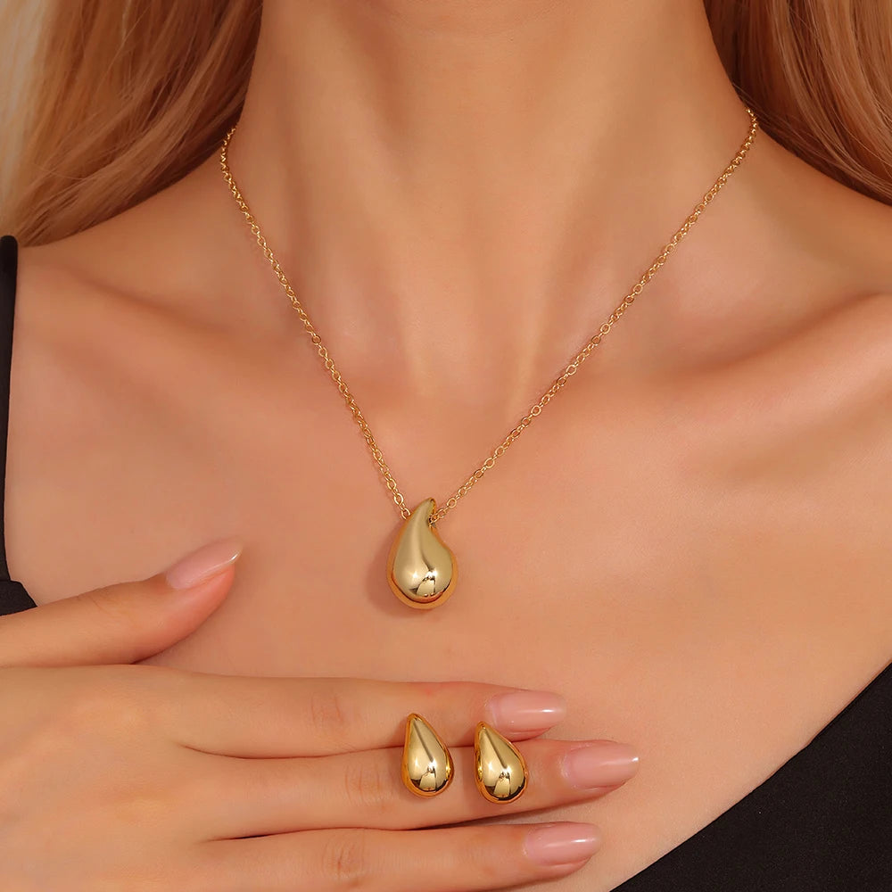 3-Piece Double Heart Jewelry Set – Rhinestone Necklace & Earrings for Women