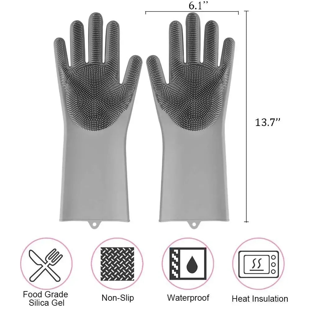 Silicone Gloves – Magic Dishwashing Gloves with Scrubber