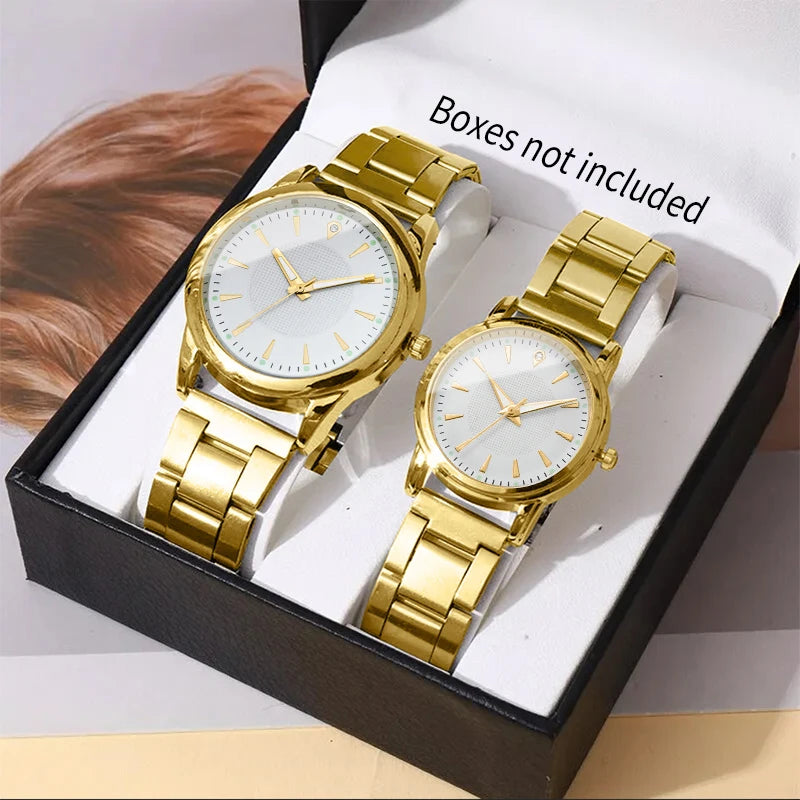 2PCS Couple’s Analog Quartz Watch Set – Men’s Business & Women’s Fashion Watches