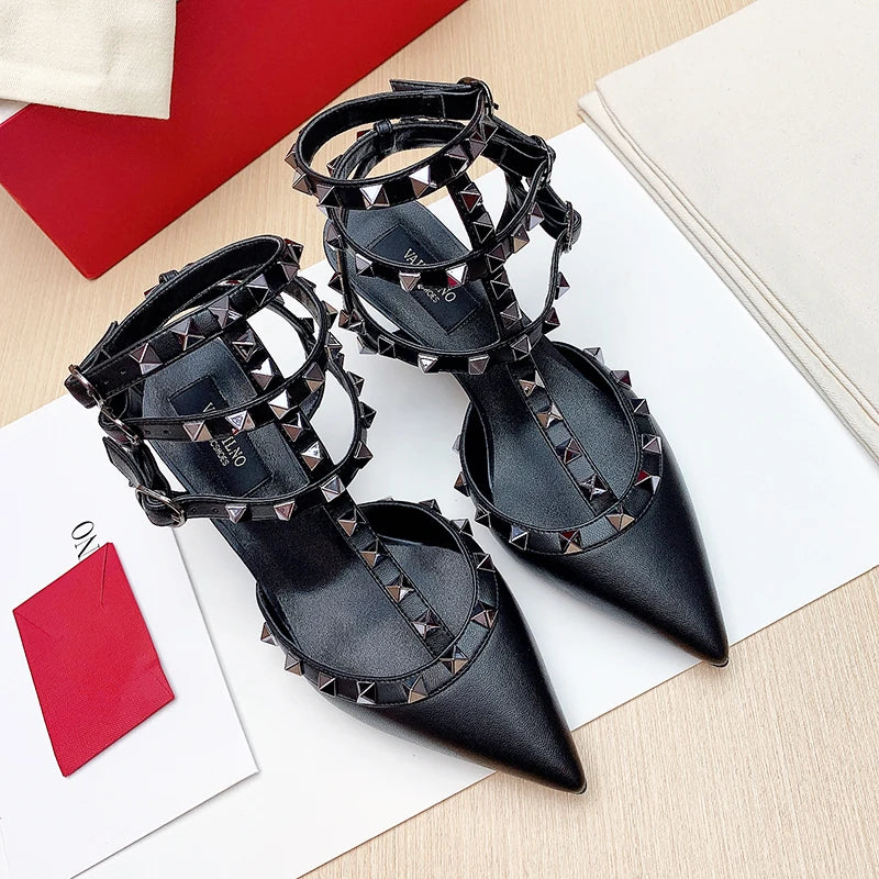 GladiGlam 2025 – Luxury Rivet High Heel Sandals
