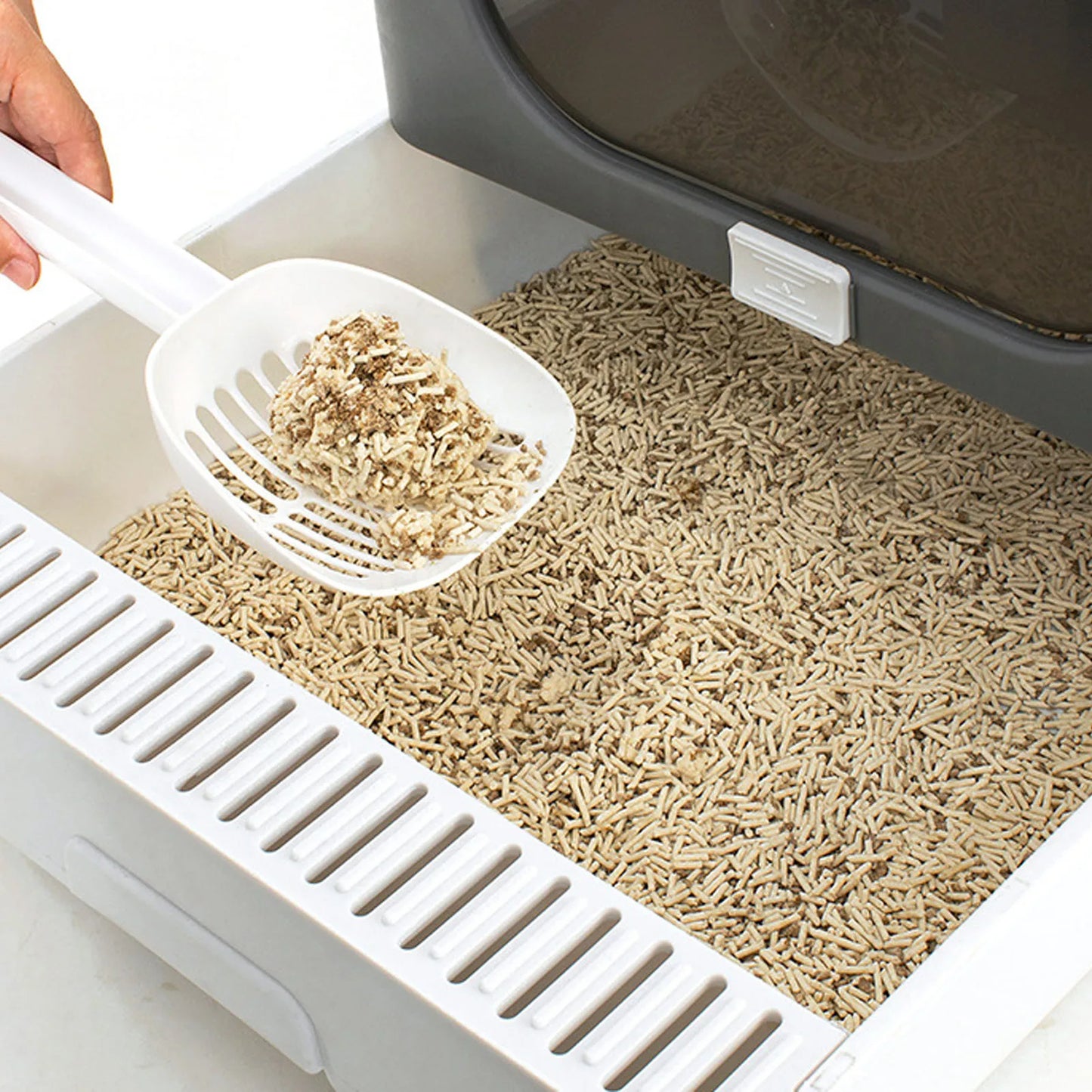 Enclosed Foldable Cat Litter Box – Large, Spill-Proof Plastic Cat Toilet