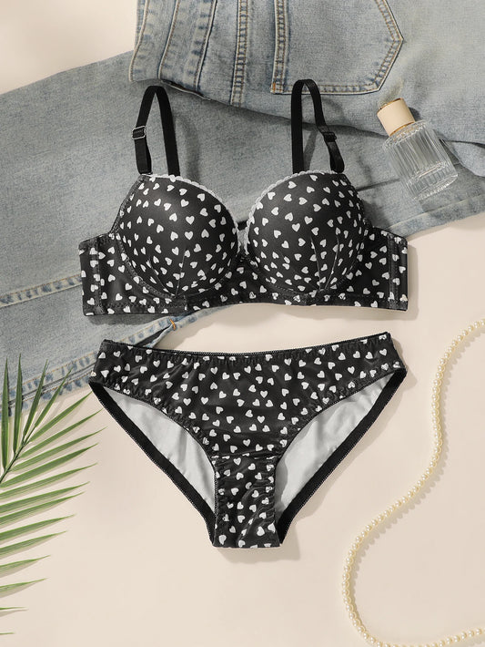2-Pack Sexy Printed Push-Up Bra Set – Adjustable Straps