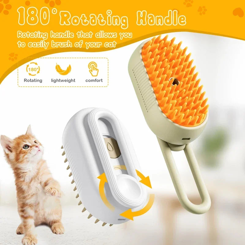 3-in-1 Electric Pet Grooming Brush – Steam Spray, Hair Removal & Massage Comb